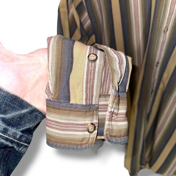 GANT Brown and Green Chelsea Twill Button Down Shirt Size M - Picture 7 of 9